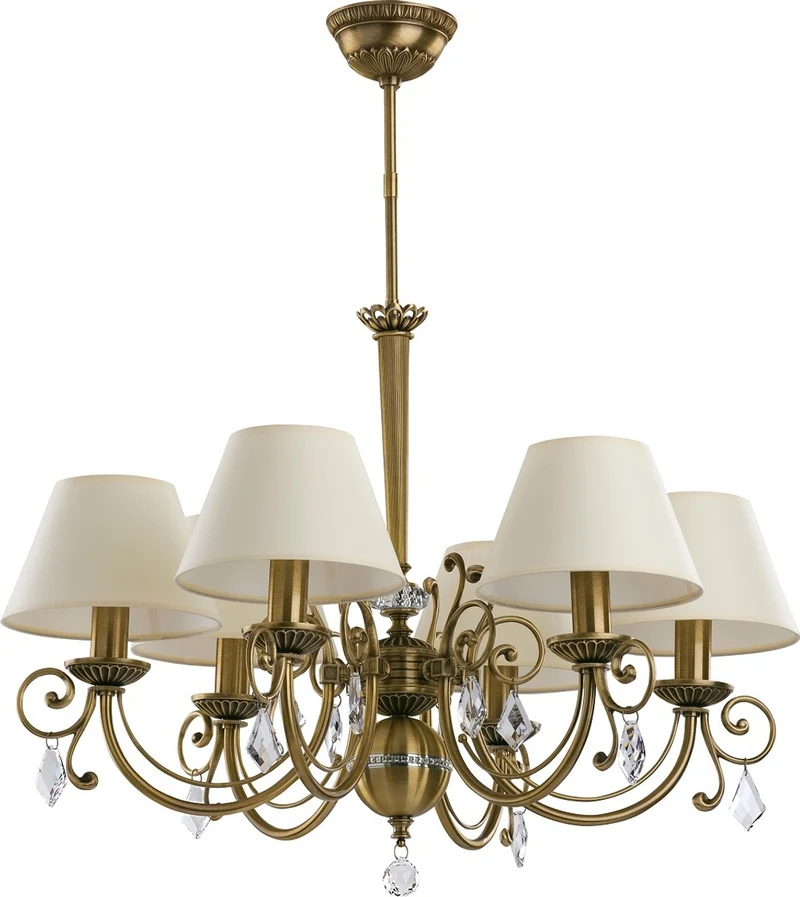 Casa Padrino Luxus Barock Kristall Kronleuchter Messing mit Patina / Creme Ø 73 cm