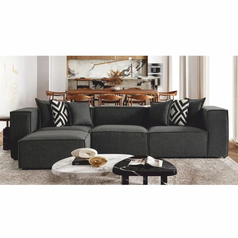 Casa Padrino Luxus Ecksofa Grau / Schwarz 315 cm - Wohnzimmer & Hotel Möbel
