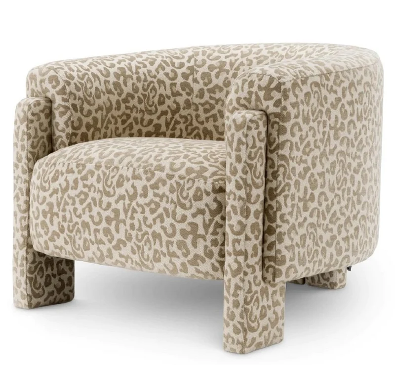 Casa Padrino Luxus Wohnzimmer & Hotel Sessel mit Leoparden Muster Beige - Luxus Möbel
