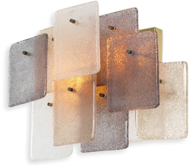 Casa Padrino Luxus Wandleuchte Vintage Messing Finish / handgemachtes Glas B. 47,5 cm x T. 18 cm x H. 30 cm - Luxus Leuchten