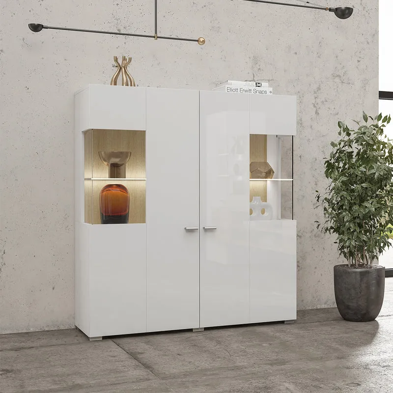 Vaisselier 2 portes Akram Blanc et Bois