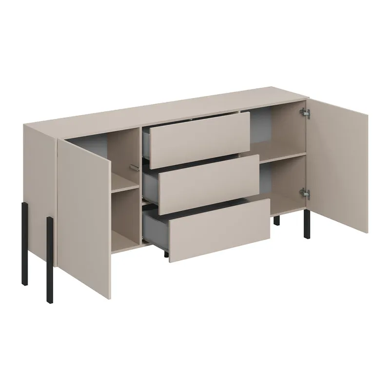 Buffet long 2 portes 3 tiroirs Bérénice Cachemire