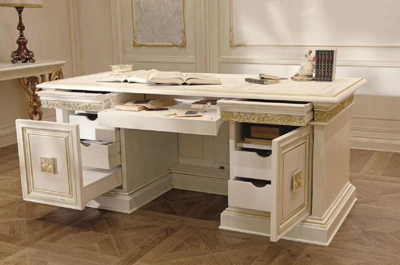 Casa Padrino Luxus Barock Massivholz Konsole Weiß / Gold 140,5 cm - Barock Möbel - Made in Italy