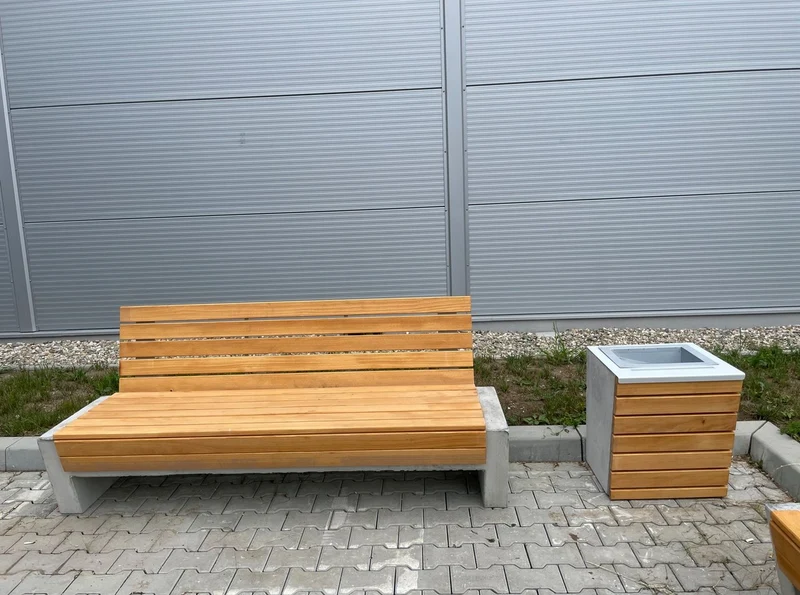 Casa Padrino Parkbank - Stadtbank mit Rückenlehne Naturfarben / Grau 200 cm