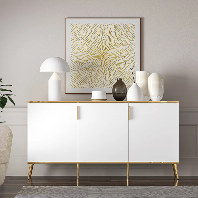 Buffet 3 portes Zora Blanc et Doré
