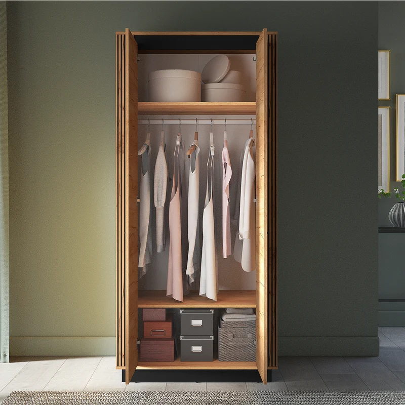 Armoire 2 portes Solal Bois et Noir