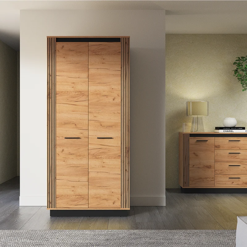 Armoire 2 portes Solal Bois et Noir