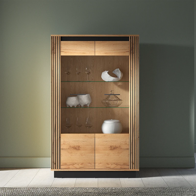 Vaisselier 2 portes Solal Bois et Noir