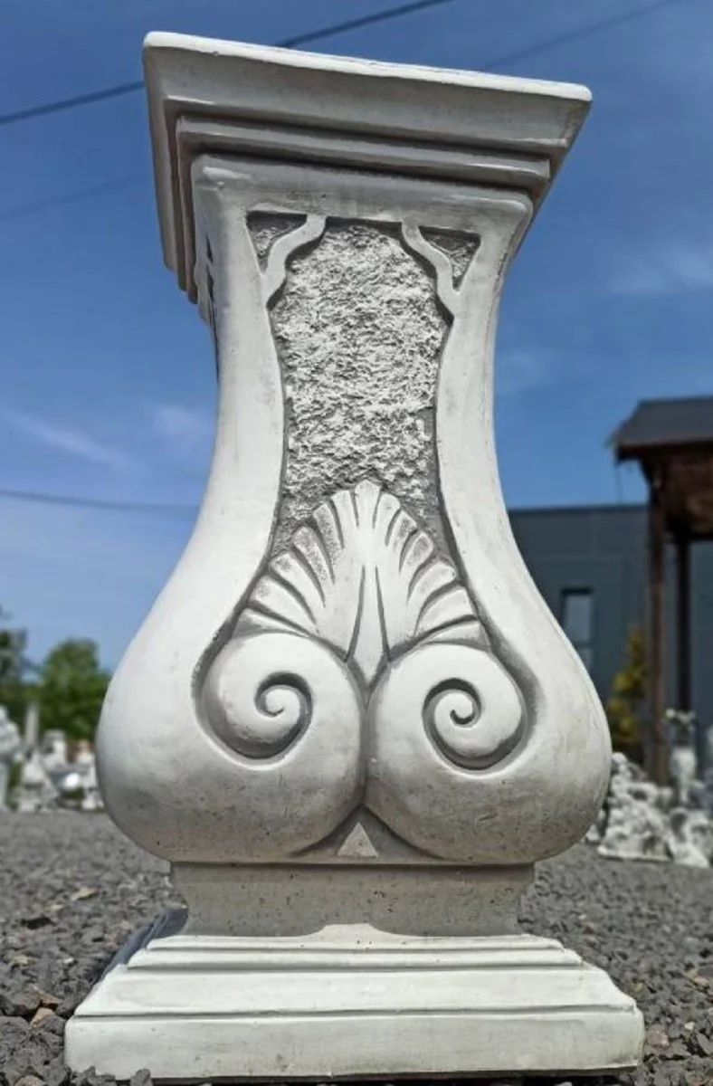 Casa Padrino Barock Garten Deko Säule Grau H. 63 cm - Barockstil Garten Deko