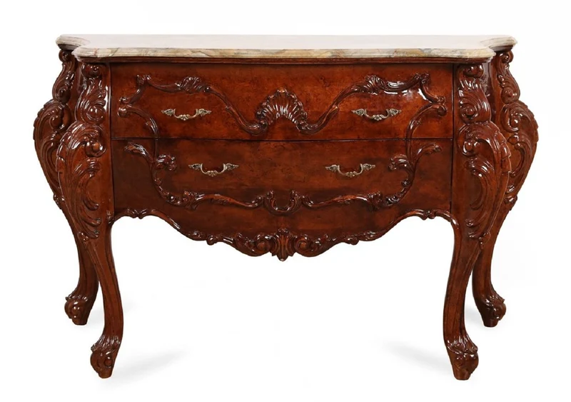 Casa Padrino Luxus Barock Kommode mit Marmorplatte Braun / Beige 156 cm - Barock Möbel
