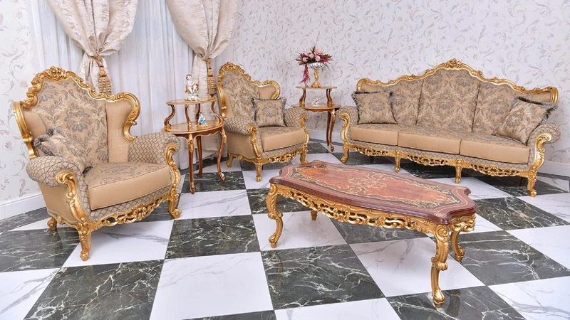 Casa Padrino Luxus Barock Couchtisch Braun / Gold 128 cm - Barock Möbel - Made in Italy