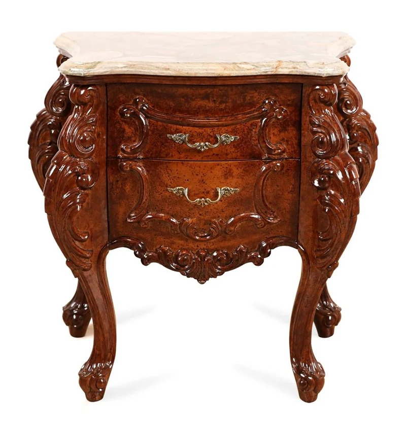 Casa Padrino Luxus Barock Nachtkommode Braun / Beige 74 cm - Barockstil Schlafzimmer Möbel