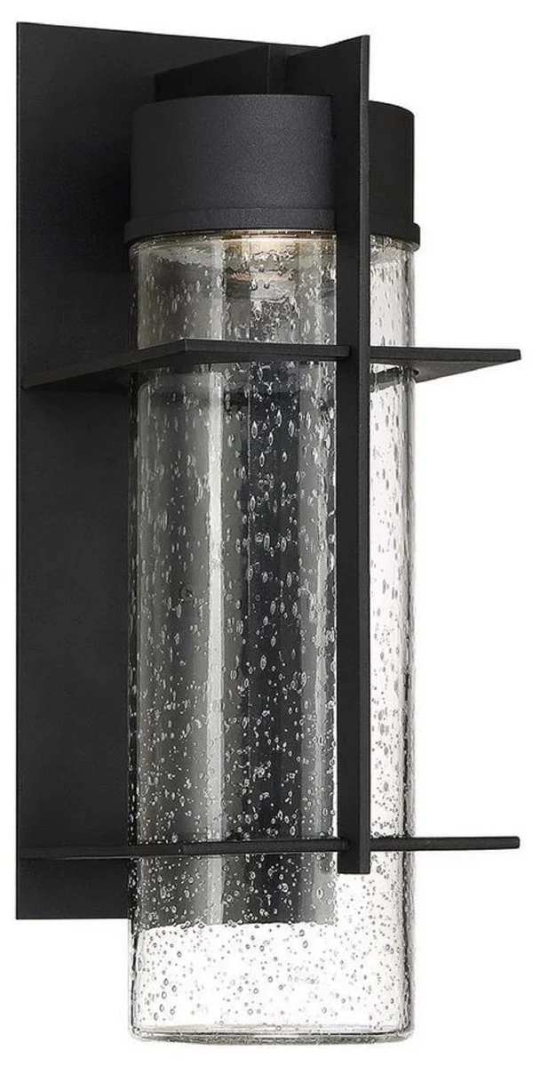 Casa Padrino Luxus LED Außenwandleuchte Schwarz H. 41 cm - Luxus Außenbeleuchtung