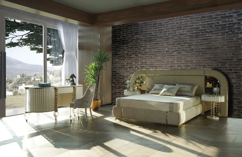 Casa Padrino Luxus Art Deco Schminkkommode Weiß / Gold 188 cm - Luxus Art Deco Schlafzimmer Möbel