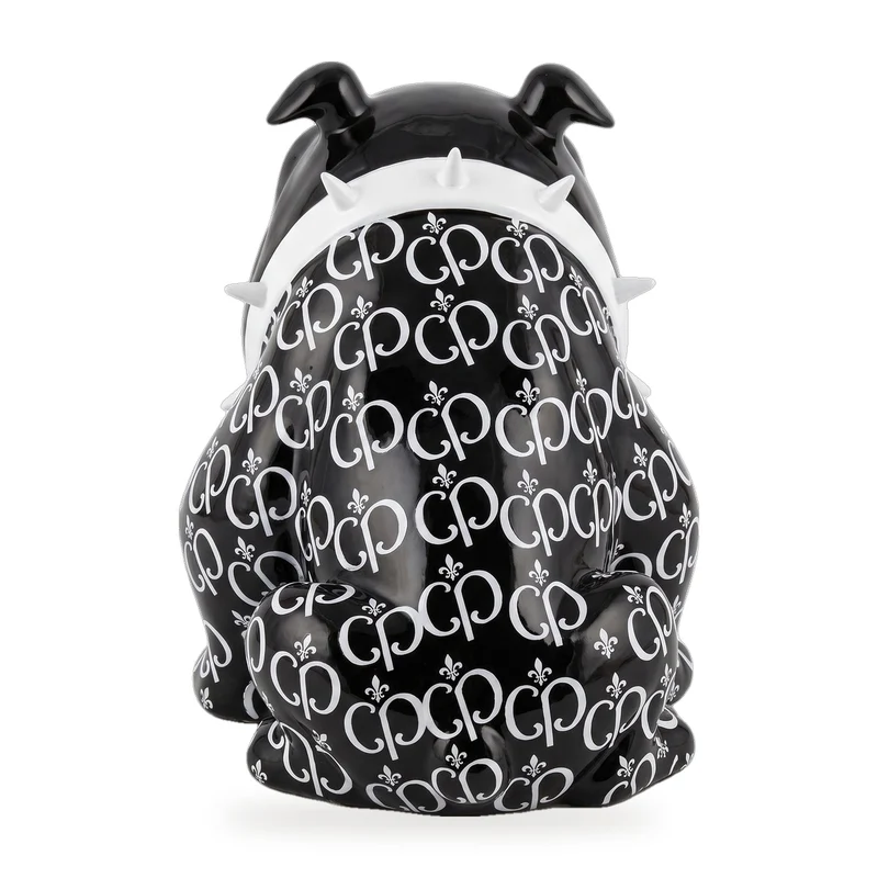 Casa Padrino Luxus Deko Figur Hund Bulldogge Schwarz / Weiß 20 cm - Deko Skulptur