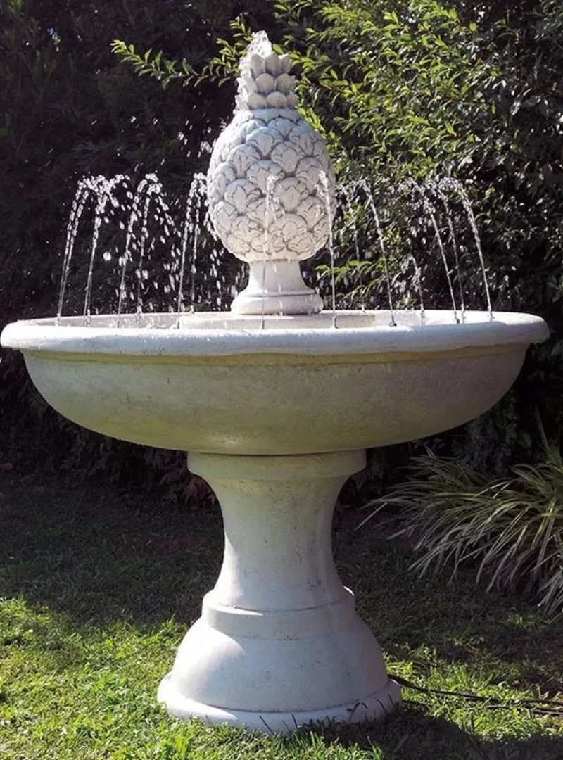 Casa Padrino Barock Springbrunnen Grau Ø 102 x H. 131 cm - Runder Gartenbrunnen - Made in Italy