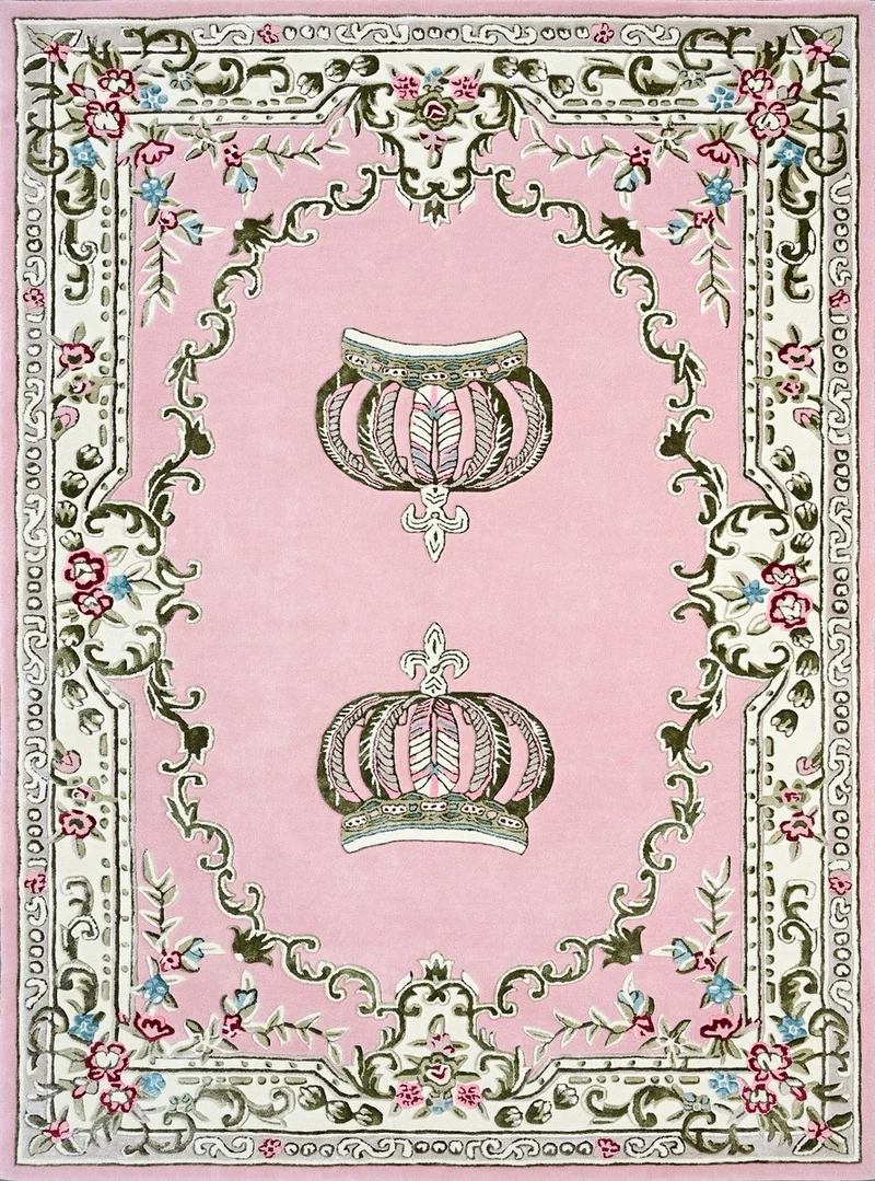 Pompöös by Casa Padrino Luxus Barock Teppich Krone von Harald Glööckler Rosa 200 x 300 cm