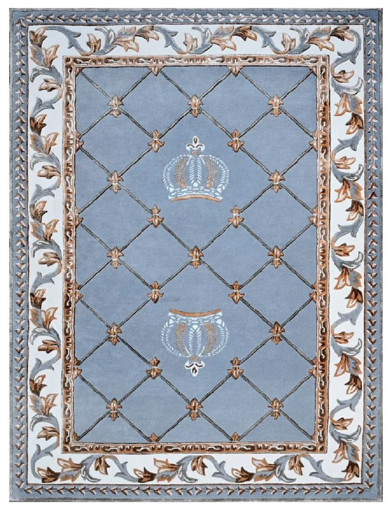 Pompöös by Casa Padrino Luxus Barock Teppich Krone von Harald Glööckler Blau 200 x 300 cm