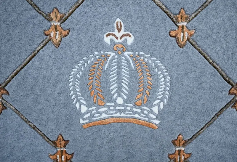Pompöös by Casa Padrino Luxus Barock Teppich Krone von Harald Glööckler Blau 200 x 300 cm