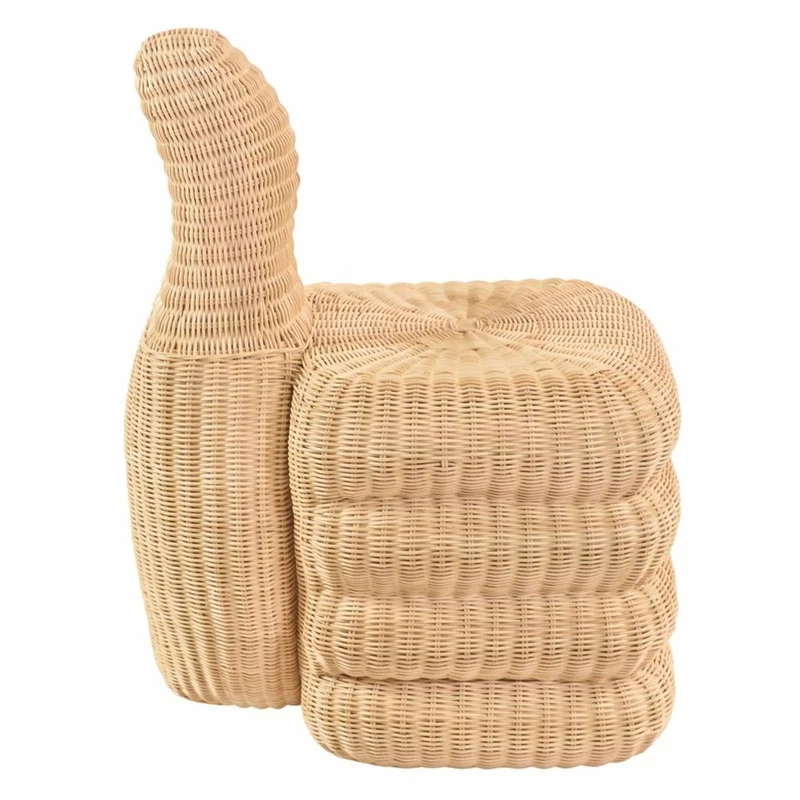 Casa Padrino Luxus Rattan Hocker Naturfarben H. 77 cm - Wohnzimmer & Hotel Möbel