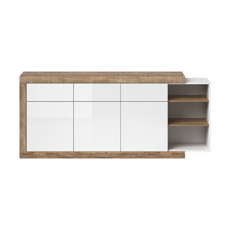 Buffet 3 portes 3 tiroirs Azior Blanc et Bois