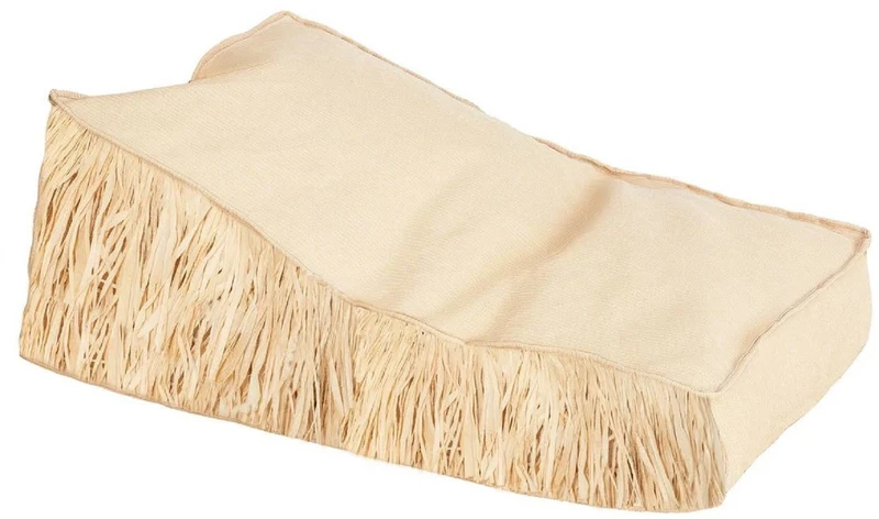 Casa Padrino Luxus Gartenliege mit Fransen Beige / Naturfarben 140 cm