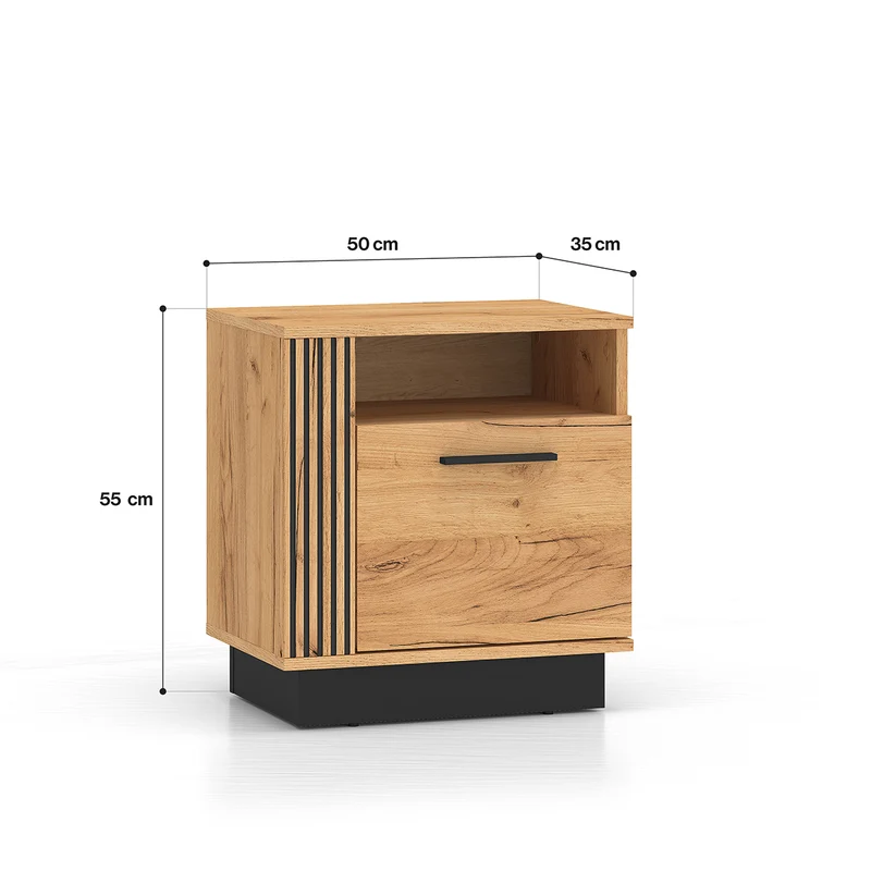 Chevet 1 porte Solal Bois et Noir