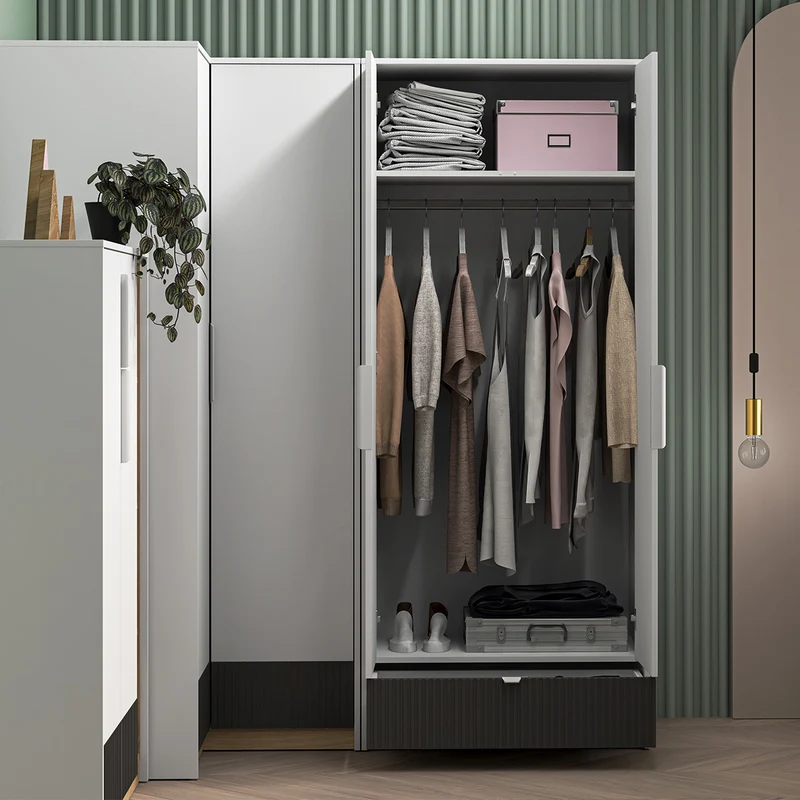 Armoire 2 portes 1 tiroir Ronan Blanc