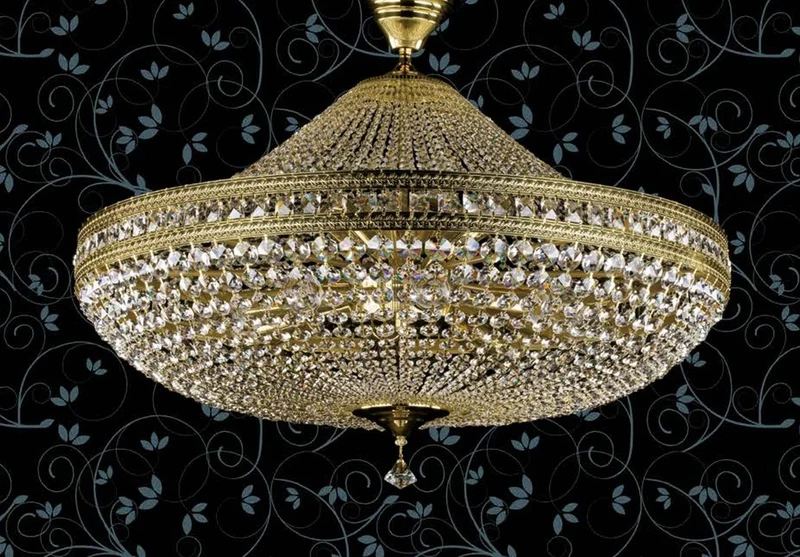 Casa Padrino Luxus Barock Kristall Deckenleuchte Messing Ø 80 cm - Barockstil Deckenlampe