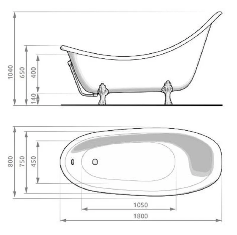Casa Padrino Jugendstil Badewanne Hellgrün / Weiß / Gold 180 cm - Freistehende Retro Stil Badewanne