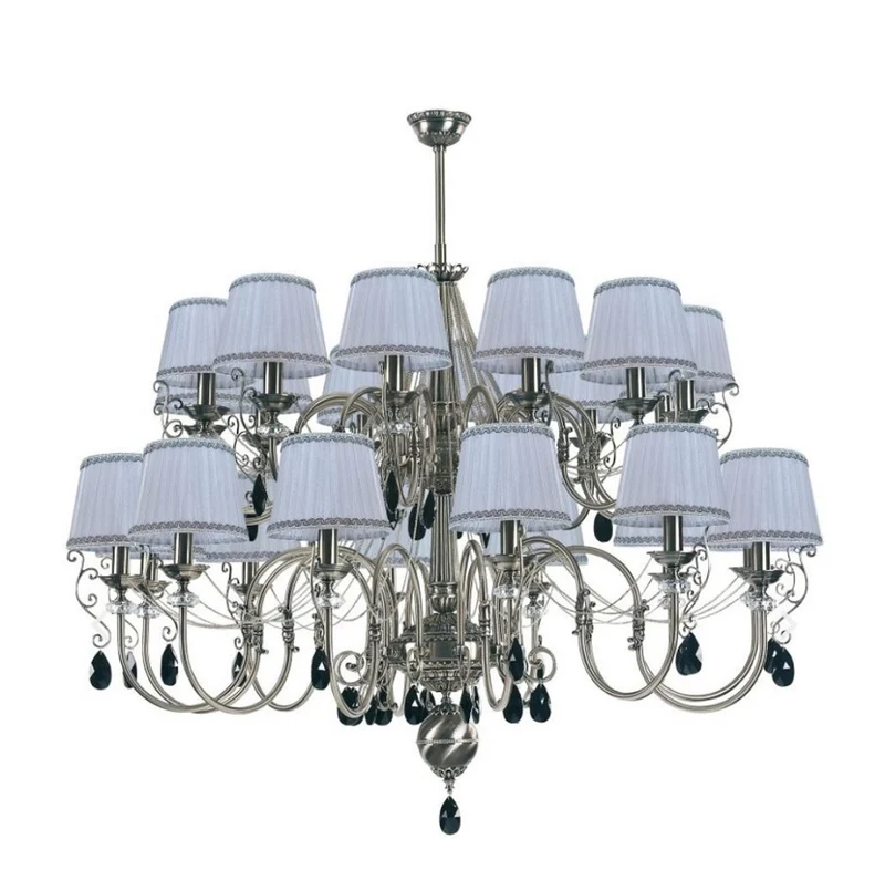 Casa Padrino Luxus Barock Kristall Kronleuchter Silber / Schwarz / Weiß Ø 130 x H. 115 cm
