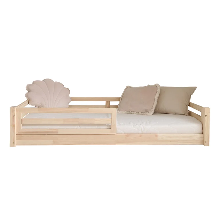 Lit 90x190 barrière et sommier inclus pieds 1 cm Myléna Bois
