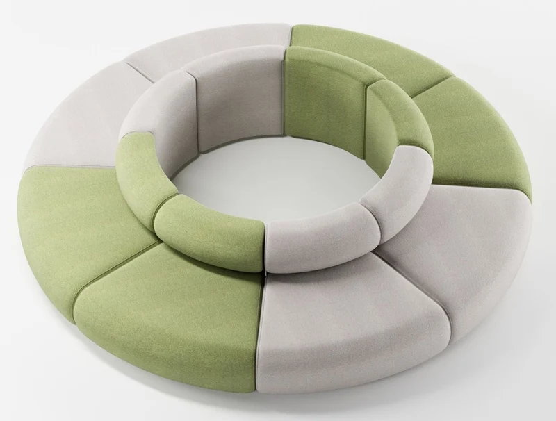 Casa Padrino Luxus Sofa Grau / Grün Ø 340 x H. 72 cm - Rundes Modulares Sofa - Luxus Möbel