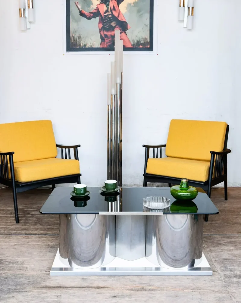 Donna, la table basse en métal et verre N°74