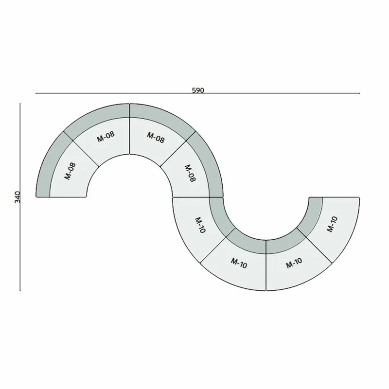 Casa Padrino Luxus Sofa Gelb 590 cm - Gebogenes Modulares 8 Teiliges Sofa - Hotel Möbel