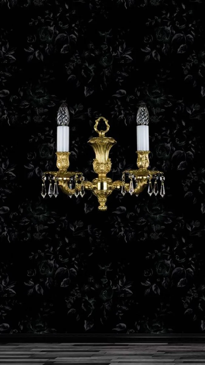 Casa Padrino Luxus Barock Kristall Doppel Wandleuchte Gold 33 cm