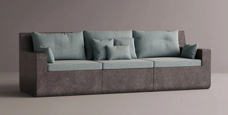 Casa Padrino Luxus Sofa Hellblau / Anthrazit 270 cm - Modulares Wetterfestes Beton Sofa