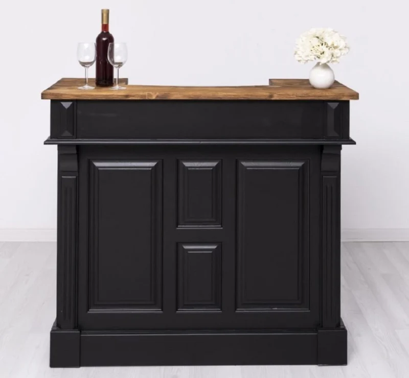 Casa Padrino Landhausstil Bar Theke Schwarz / Braun 120 cm - Bar Möbel