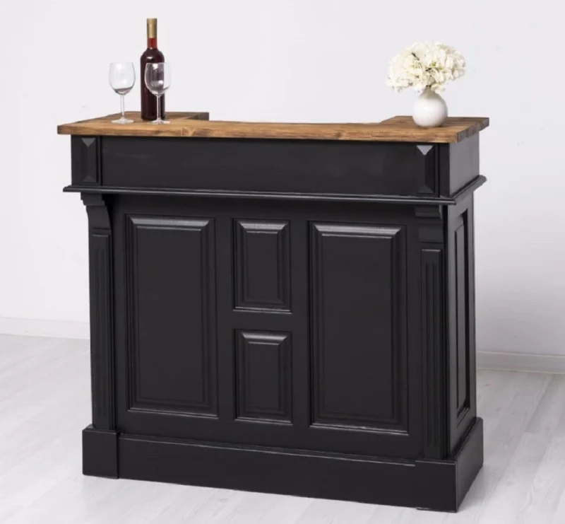 Casa Padrino Landhausstil Bar Theke Schwarz / Braun 120 cm - Bar Möbel