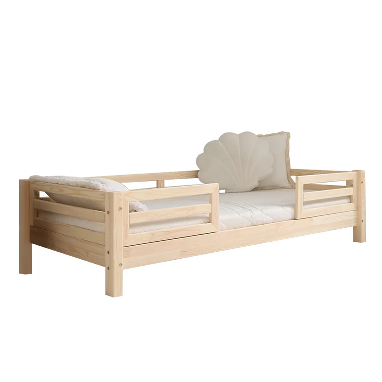 Lit 90x190 barrières et sommier inclus pieds 10 cm Myléna Bois