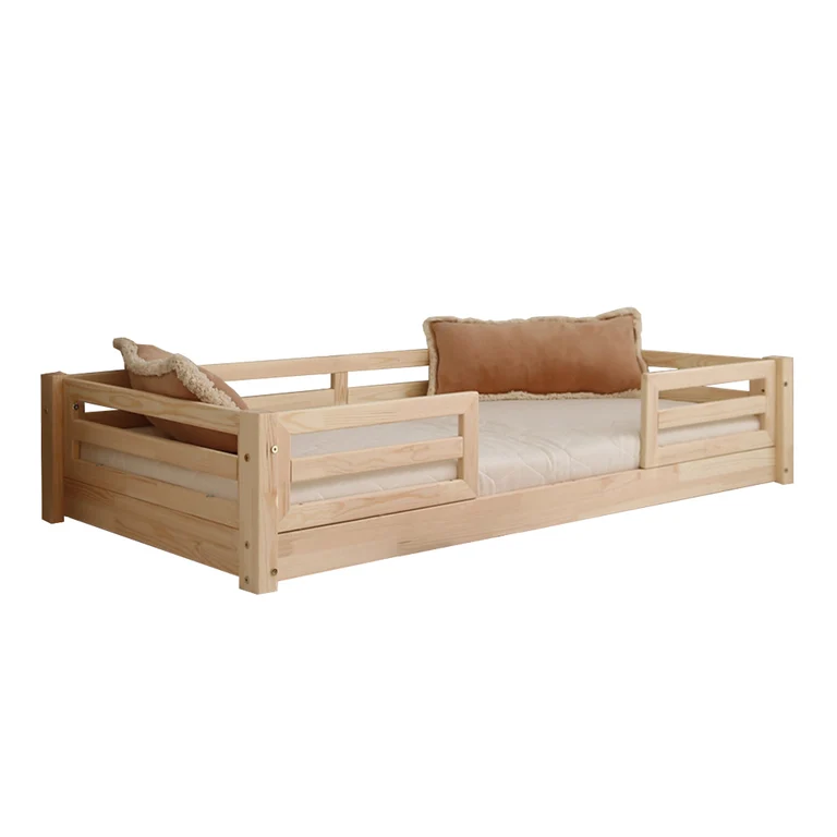 Lit 90x190 barrières et sommier inclus pieds 1 cm Myléna Bois