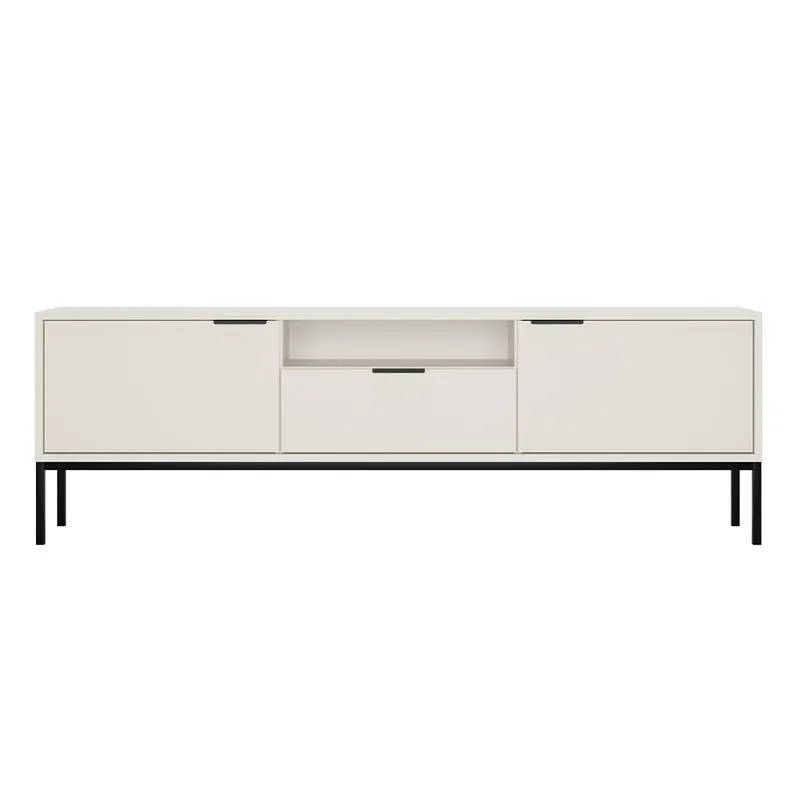 Meuble TV 175 cm Seattle Blanc Pieds noirs