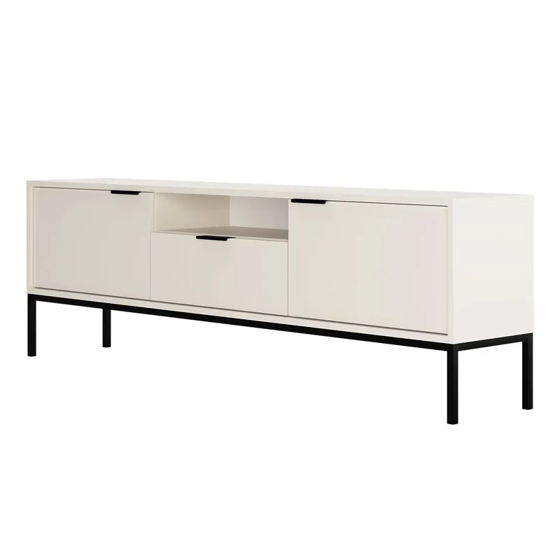 Meuble TV 175 cm Seattle Blanc Pieds noirs