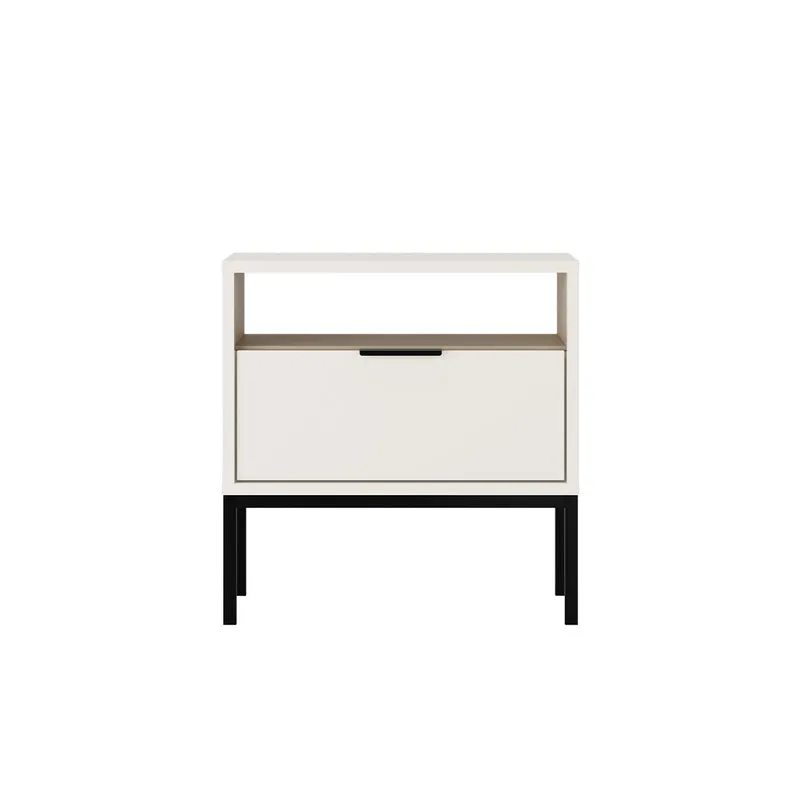 Table de chevet Seattle Blanc Pieds noirs