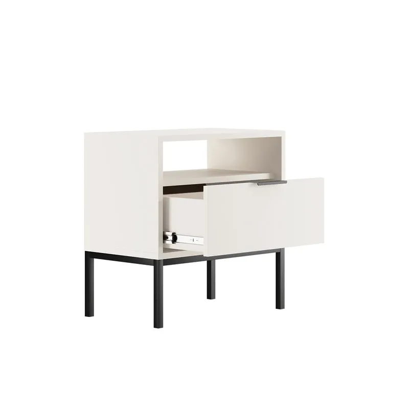 Table de chevet Seattle Blanc Pieds noirs
