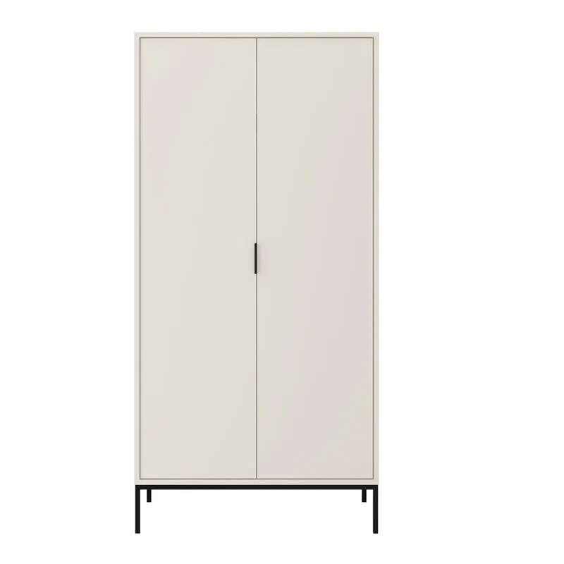 Armoire 2 portes Seattle Blanc Pieds noirs