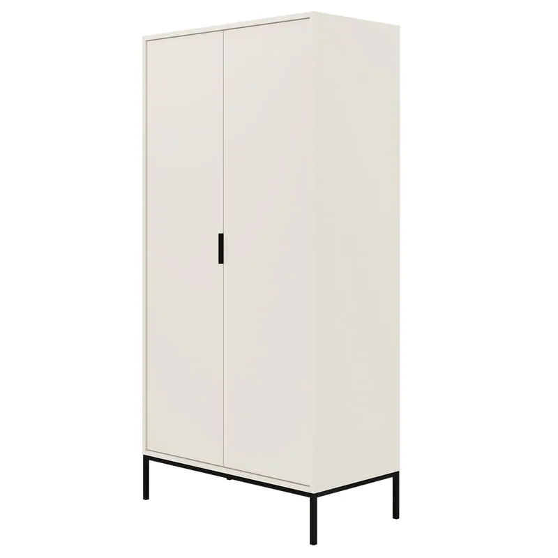 Armoire 2 portes Seattle Blanc Pieds noirs