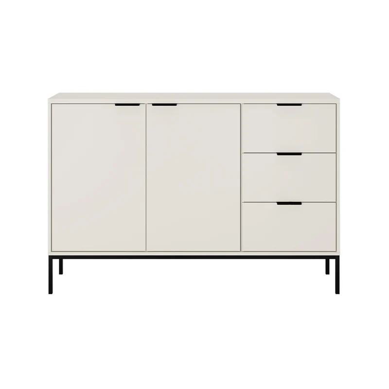 Buffet 2 portes 3 tiroirs Seattle Blanc Pieds noirs