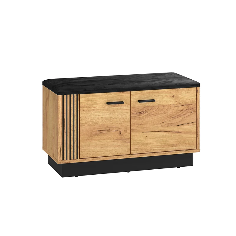 Meuble entrée porte-manteau étagère et banc à chaussures 2 portes Nilo Bois