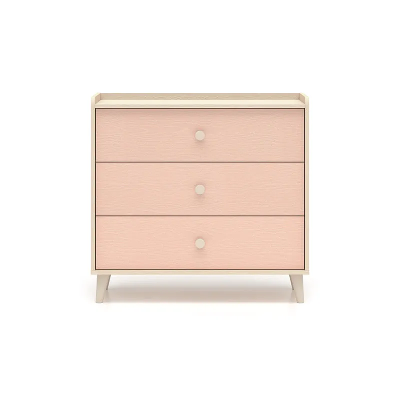 Commode 3 tiroirs Alycia Beige et Rose